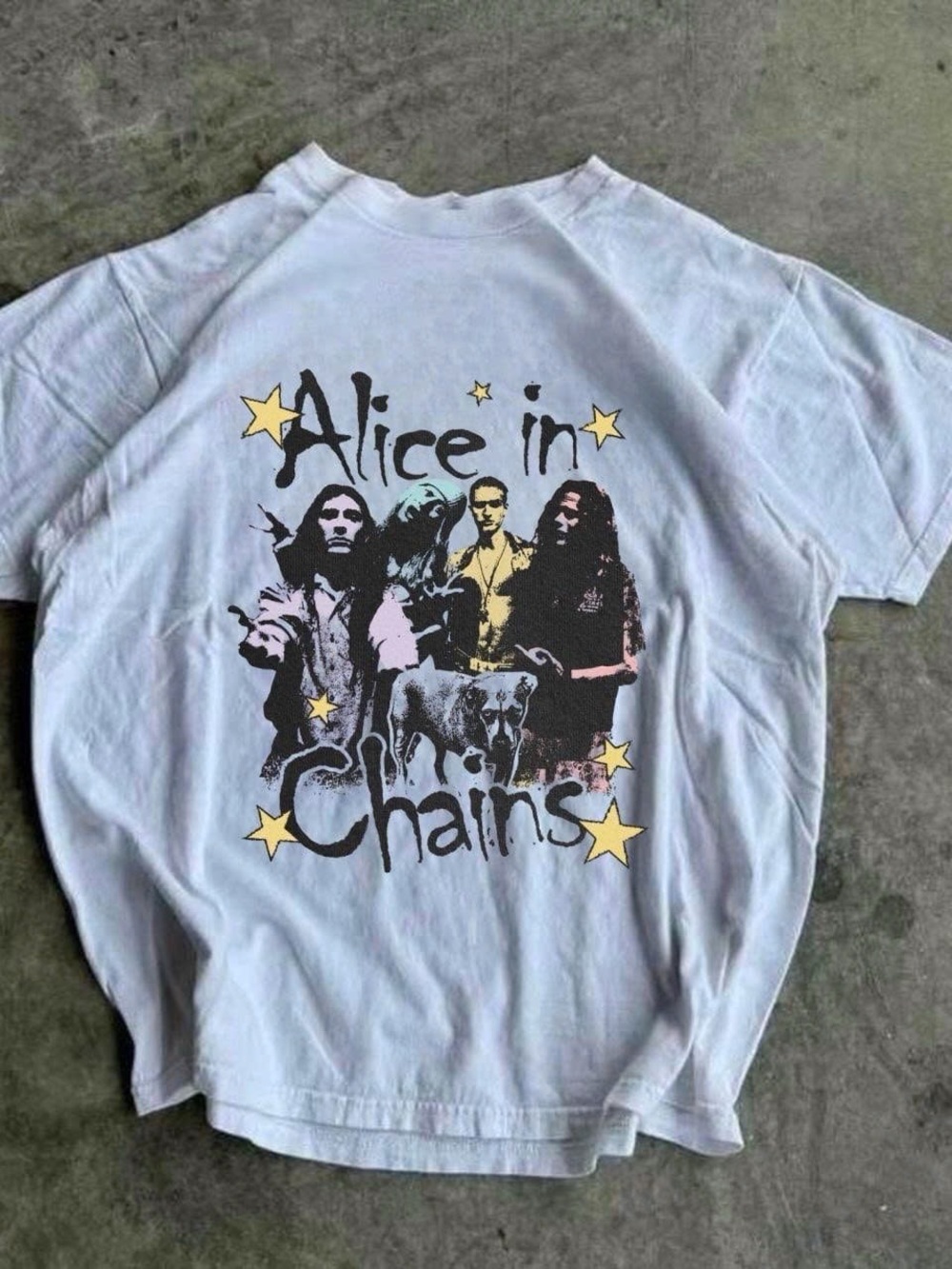 White Alice in Chains Star Graphic Short Sleeve Tee